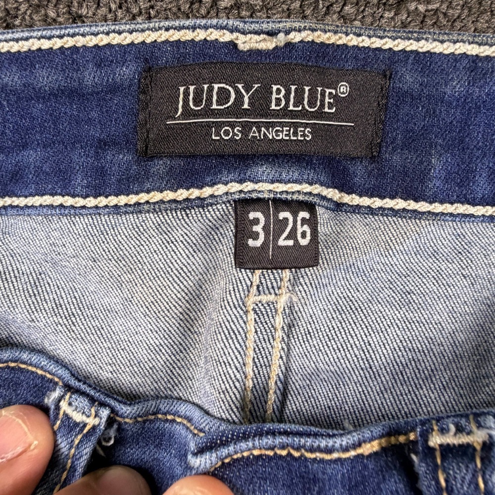 Judy Blue Jeans Womens 3/26 Flare JB82395DK Blue High Rise Stretch EUC - Picture 6 of 11